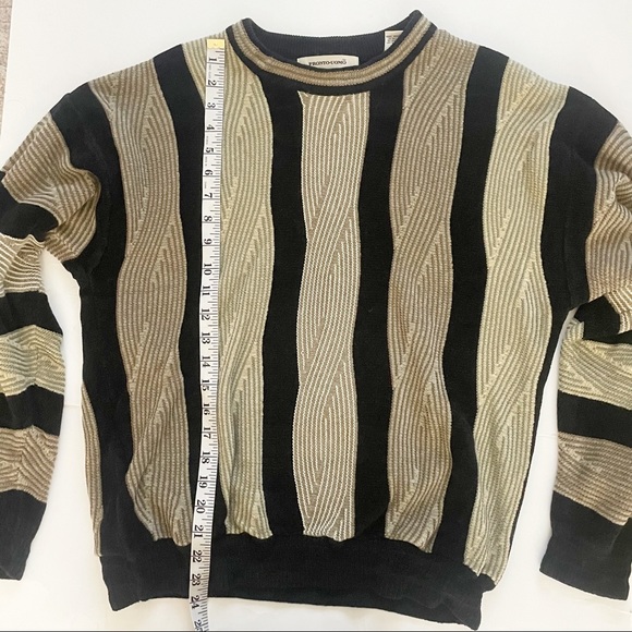 Pronto Uomo Sweater Tan Black Medium Men Cotton Acrylic Pullover - Picture 5 of 7